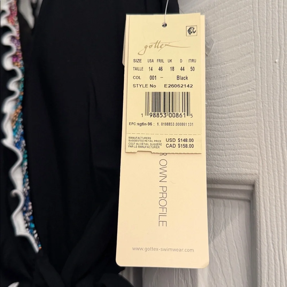 NWT PROFILE BY GOTTEX LAYLA TRICOLORE V-NECK SURPLICE ONE PIECE SWIMSUIT SIZE 14 - Picture 8 of 11